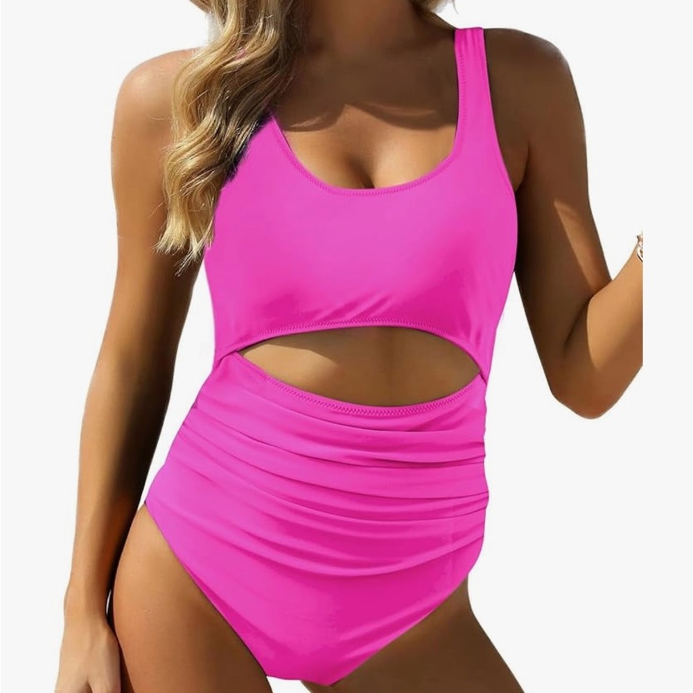 Vimpunec Women One Piece High Waisted Cut-Out Swimsuit